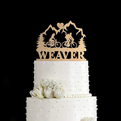 Wooden Custom Cycling wedding outdoor cake topper Bicycle wedding cake topper bike bike wedding mountain cake topper Travel bicycle cake topper