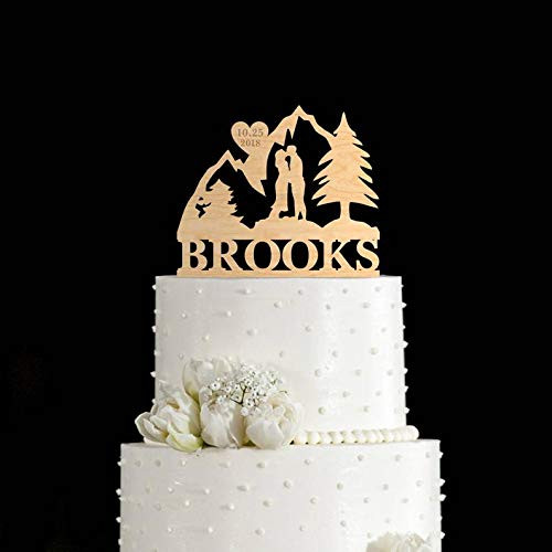 Wooden Custom Mountain wedding Mountain wedding cake topper Mountain cake topper outdoor wedding Travel cake topper