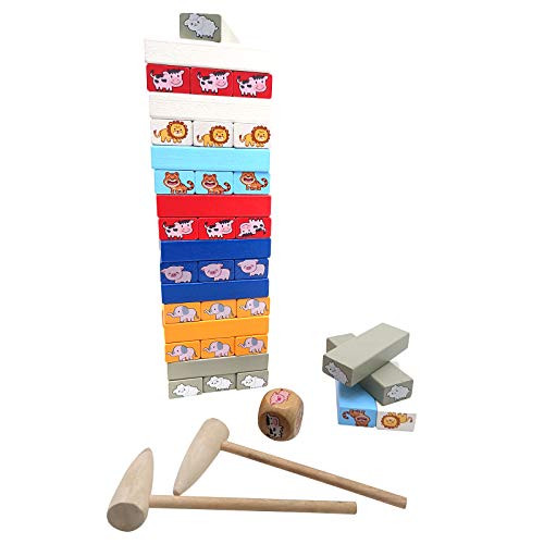 Colored Wooden Blocks Stacking Board Games for Kids Ages 4-8 with 54 Pieces Colored Wooden Blocks Stacking Board Games for Kids Ages 4-8 with 54 Pieces