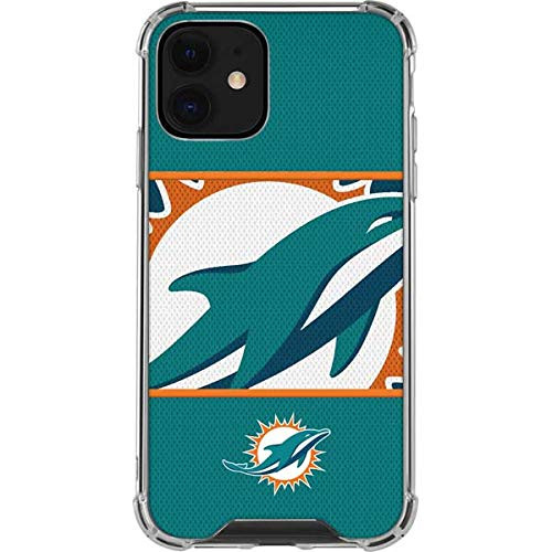 Skinit Clear Phone Case Compatible with iPhone 12 Mini - Officially Licensed NFL Miami Dolphins Zone Block Design