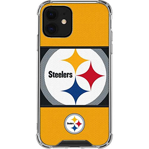 Skinit Clear Phone Case Compatible with iPhone 12 Mini - Officially Licensed NFL Pittsburgh Steelers Zone Block Design