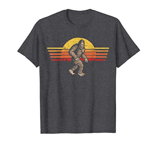 Bigfoot Distressed Eighties Sunset Vintage Sasquatch Sun T-Shirt