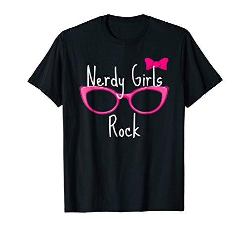 Nerdy Girls Rock T Shirt Gamer Geek Chic Fun Cute Nerd Shirt