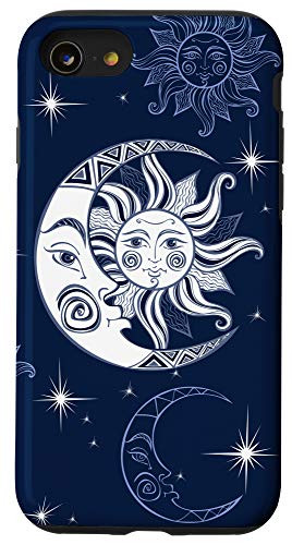 iPhone SE  2020    7   8 Celestial Sun Moon Dark Blue White Night Sky Stars Case