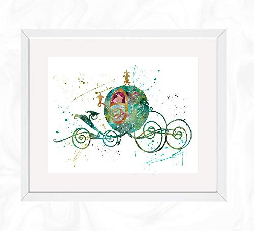 Cinderella Carriage Prints  Cinderella Disney Watercolor  Nursery Wall Poster  Holiday Gift  Kids and Children Artworks  Digital Illustration Art