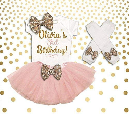 Personalized 3rd Birthday Outfit Pink and Gold 3rd Birthday Tutu Set 3rd Birthday Outfit Birthday Tutu Set 3rd Birthday Shirt