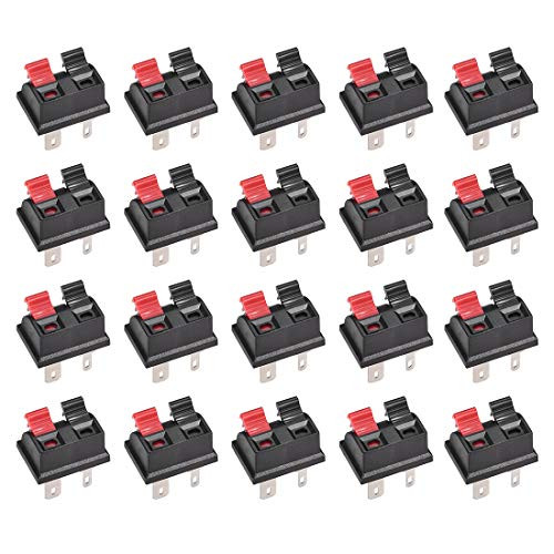 uxcell 2 Way Spring Speaker Terminal Clip Push Release Connector Audio Cable Terminals Strip Block WP2-203 20Pcs