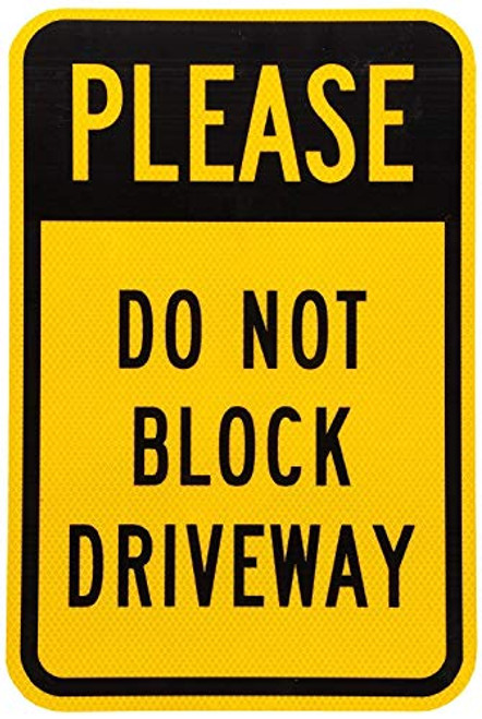 Warning Sign Please Do Not Block Driveway  Black on Yellow Road Sign Business Sign 8X12 Inches Aluminum Metal Tin Sign