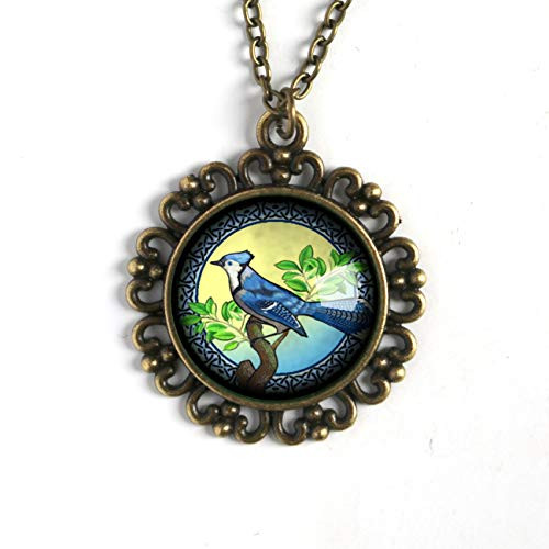 Blue Jay large pendant necklace