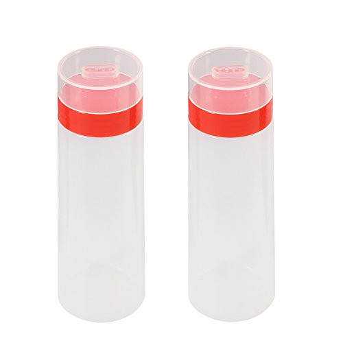 Delaman 4-Hole Squeeze Type Sauce Bottle  Safe Resin  for Ketchup Jam Mayonnaise Olive Oil  Red