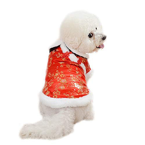 MeiAOBest Pet Clothes  Dog New Year Coats Puppy Cheongsam Cold Weather Apparel Costume for Puppy Small Dog  L