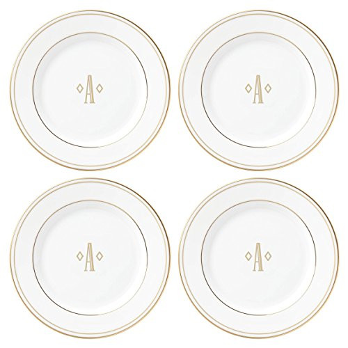 Lenox Federal Gold Block Monogram Dinnerware Tidbit Plates  Set of 4  A