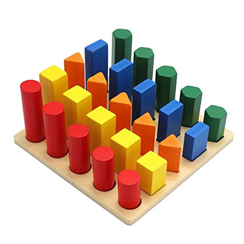 Mggsndi Colorful Wooden Geometric Blocks Shape Pairing Matching Game Toy  Creative Educational Toy - Encourage Imaginative Holiday Birthday Gift for Boys Girls and Kids