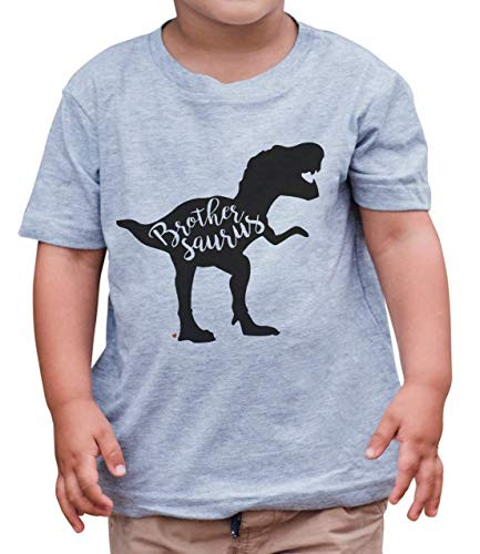 7 ate 9 Apparel Boy s Brother Dinosaur Grey T-Shirt Small