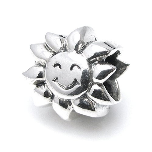 Dreambell 925 Sterling Silver Happy Smile Sunflower Sun Bead for European Charm Bracelet