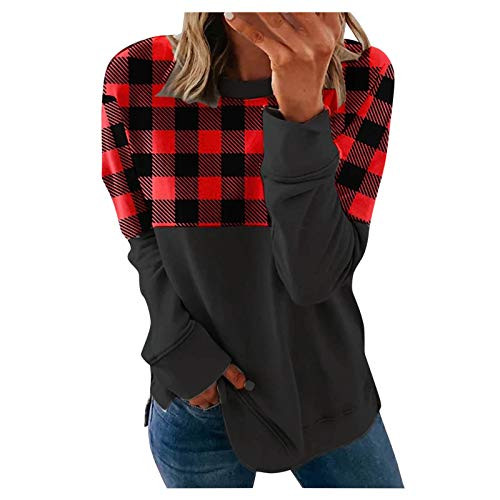 Sweatshirt Tunics For Women Womens Color Block Hoodie Sweatshirts Tunic Pullover Tops Long Sleeve Drawstring Shirts Black