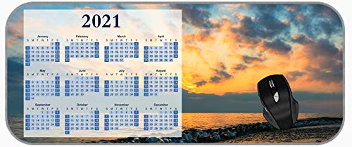 XXL Large 2021 Calendar Mouse Pad Landscape Ocean Sea Wave Sunset XXL Professional Large Mouse Pad