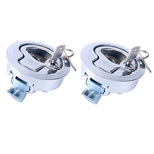 Amarine Made 2 inch Flush Pull Slam Latch Chrome Round Pull Latch for RV Boat Deck Hatch 1 4 inch Door Cabinet Hardware Door Locking Style  2-Pack
