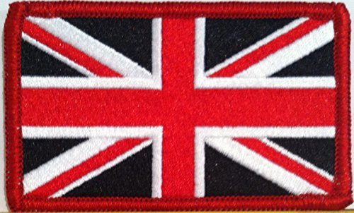 UK United Kingdom The Jack Flag Embroidered Patch with Hook  and  Loop Travel Patriotic MC Biker Shoulder Black  and  Red Version Emblem 3