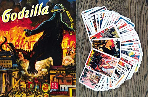 FlonzGift Godzilla Playing Cards  Poker Deck 54 Cards All Different  Godzilla Kaiju Vintage Movies Posters Japan Horror Action Monster