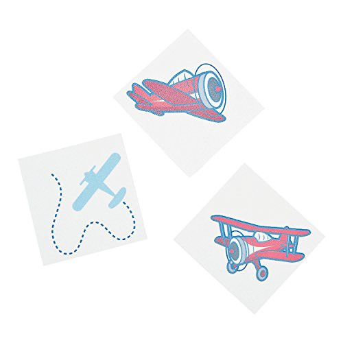 Fun Express 72 Up & Away Airplane Temporary Tattoos Party Favors Set
