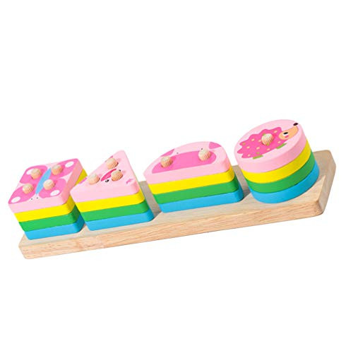 TOYANDONA Wooden Animal Sorting Stacking Toys Shape Color Recognition Blocks Matching Puzzle Fine Motor Skill Games Early Education Toy for Kids