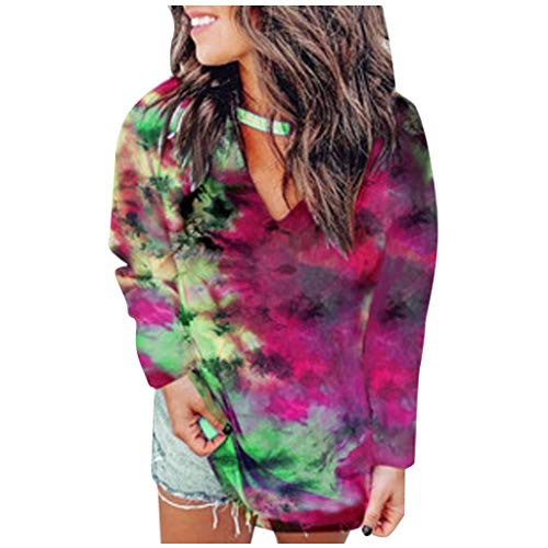 Women s Tie Dye Sweatshirts Casual V Neck Long Sleeve Tops Color Block Pullover Shirts Loose Oversized Shirts Tops Wine Women s Tie Dye Sweatshirts Casual V Neck Long Sleeve Tops Color Block Pullover Shirts Loose Oversized Shirts Tops Wine