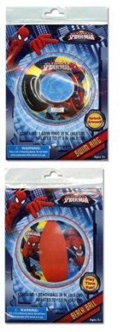 Marvel 2 Pc Ultimate Spiderman Inflatable Swim Ring - 20 in  and  Beach Ball -20in