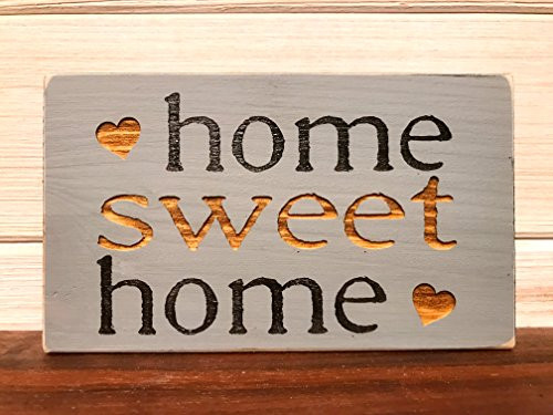 Home Sweet Home Block Wall Plaque Laser Engraved Personalized Custom Sign 635 by SignsByAllSeasons