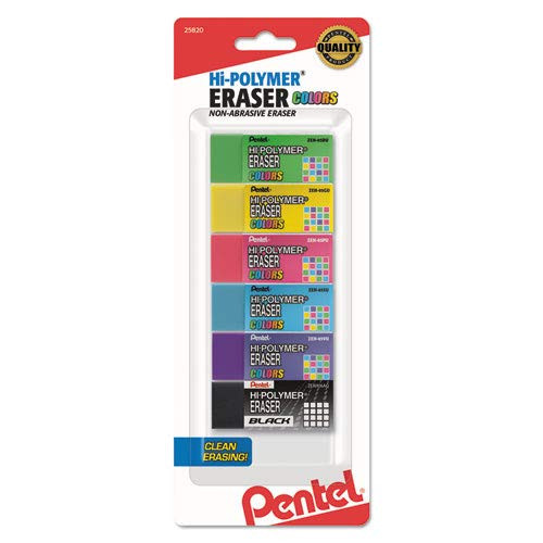 Hi-Polymer Block Eraser  Assorted  6 Pack