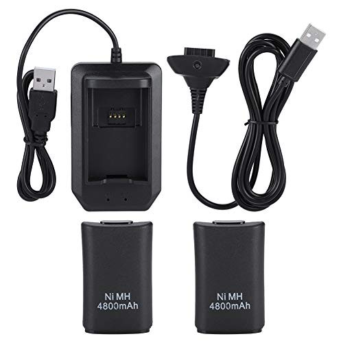 Bewinner Rechargeable Battery Pack for Xbox 360 Comes with USB Charging Cable and Charging Base Rechargeable 4800mah Replacement Battery Pack Backup Battery for Xbox 360 Controller During Games