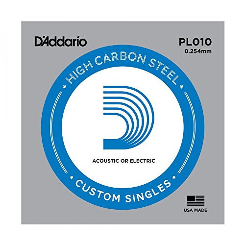 D Addario Plain Steel Single Gauge Acoustic or Electric Guitar String .010