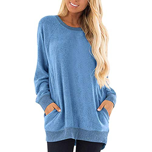 POTO Womens Casual Sweatshirts Color Block Pullover Tunic Tops Long Sleeve Crewneck Comfy T-Shirts Blouse