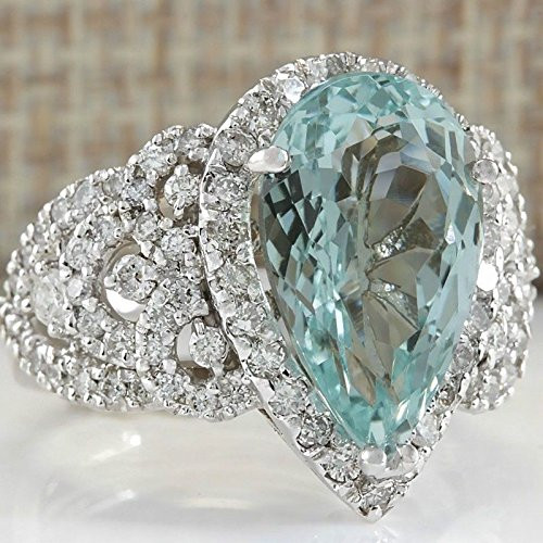 khamchanot Women Fashion 925 Silver Aquamarine Gemstone Ring Wedding Jewelry New Size 6-10  8