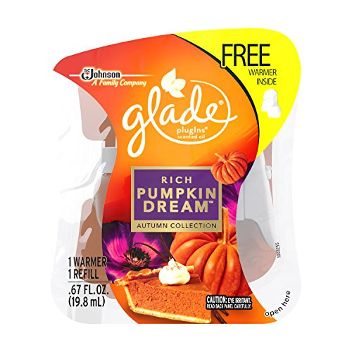 Glade Plugins Scented Oil Air Freshener Refill Plus Free Warmer  Rich Pumpkin Dream  0.67 Fluid Ounce