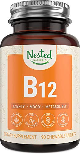 Vegan Vitamin B12 2500mcg  Methylcobalamin    Support Metabolism and Nervous System Health   Supplement B 12 Deficiency in Men  and  Women   Methyl VIT B12 Fast Dissolve Chewable Tablets