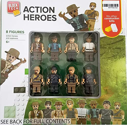 Block Tech Action Heroes Minifigures Set of 8 Figures Building Bricks Community Mini People