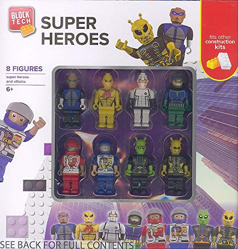 Block Tech Super Heroes Minifigures Set of 8 Figures Building Bricks Community Mini People