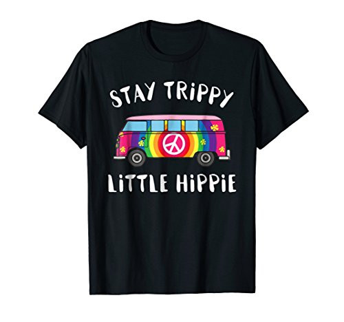Stay Trippy Little Hippie - Vintage Van Peace Sign T-Shirt