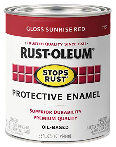 Rust-Oleum 7762502-2PK Stops Rust Brush On Paint  Quart  2 Pack   Gloss Sunrise Red  2 Can