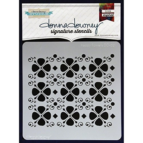 Donna Downey Stencils Happy Flowers, 8.5 by 8.5-Inch