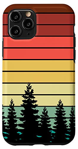 iPhone 11 Pro Retro Vintage Mountain Rainbow Sunset Trees Evergreen Case