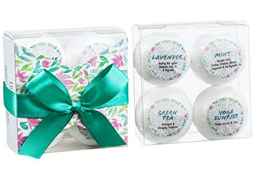 Home Spa Bath Gift Basket Aromatherapy Bath Bombs Gifts for Her  Bath Bombs Stocking Stuffer Holiday Bath Fizzies Set - Lavender  Mint  Yoga Sunrise  and Green Tea - Luxury Bath  and  Body Set for Women