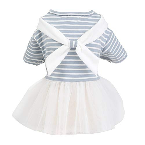 Southwind Dog Summer Princess Dress for Small Medium Dogs Cats Puppy Bowknot Striped Dog Tutu Skirt Dog Shirt Vest Sundress Girl Dog Clothes Yorkie Clothes Puppy Dress Dog Wedding Dress
