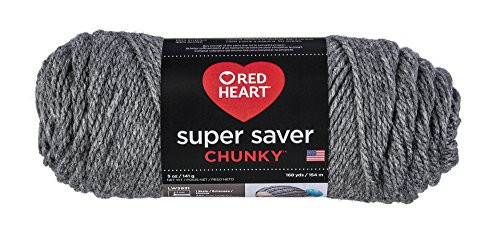 Red Heart Super Saver Chunky Yarn, Grey Heather