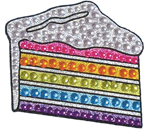 iscream Sparkly Rhinestone Rainbow Cake Slice 2" Mini Vinyl Cling Decal