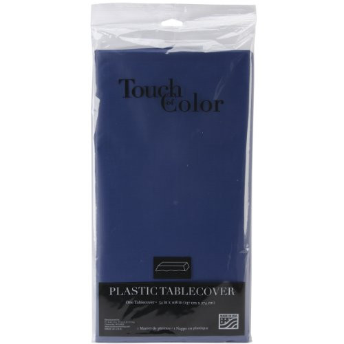 Creative Converting 54" x 108" Navy Blue Plastic Banquet Table Cover Creative Converting 54" x 108" Navy Blue Plastic Banquet Table Cover