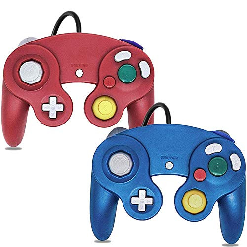 Gamecube Controller  Classic Wired Controller for Wii Nintendo Gamecube  Blue  and  Red-2Pack