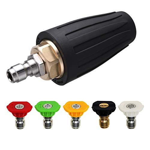 M MINGLE Turbo Nozzle for Pressure Washer  Rotating Nozzle and 5 Tips  1 4 Inch Quick Connect  3600 PSI  Orifice 2.5