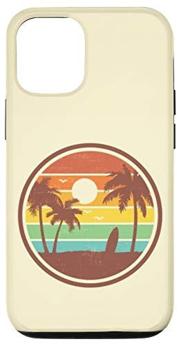 iPhone 12 12 Pro Retro Beach Sunset Tropical Surf Sun Spring Summer Girl Gift Case
